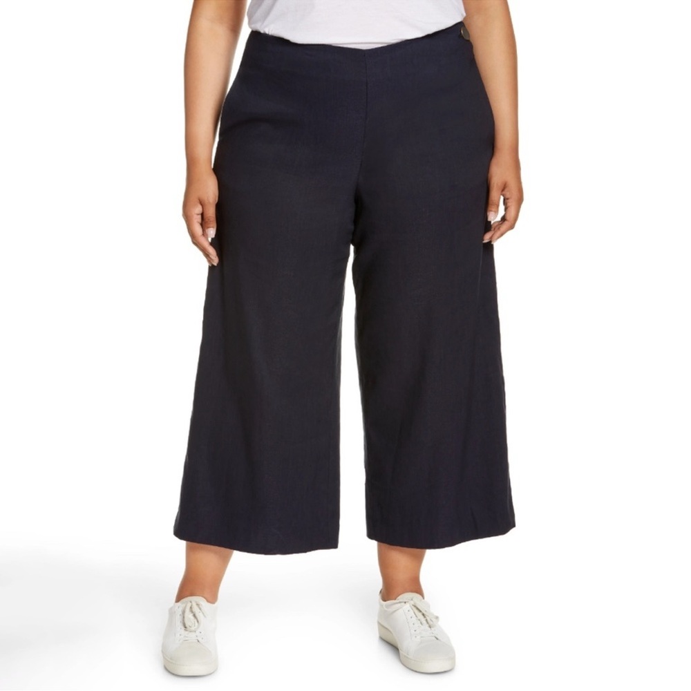 Vince High Waist Wide Leg Pants Linen Blend - Coastal - 18W